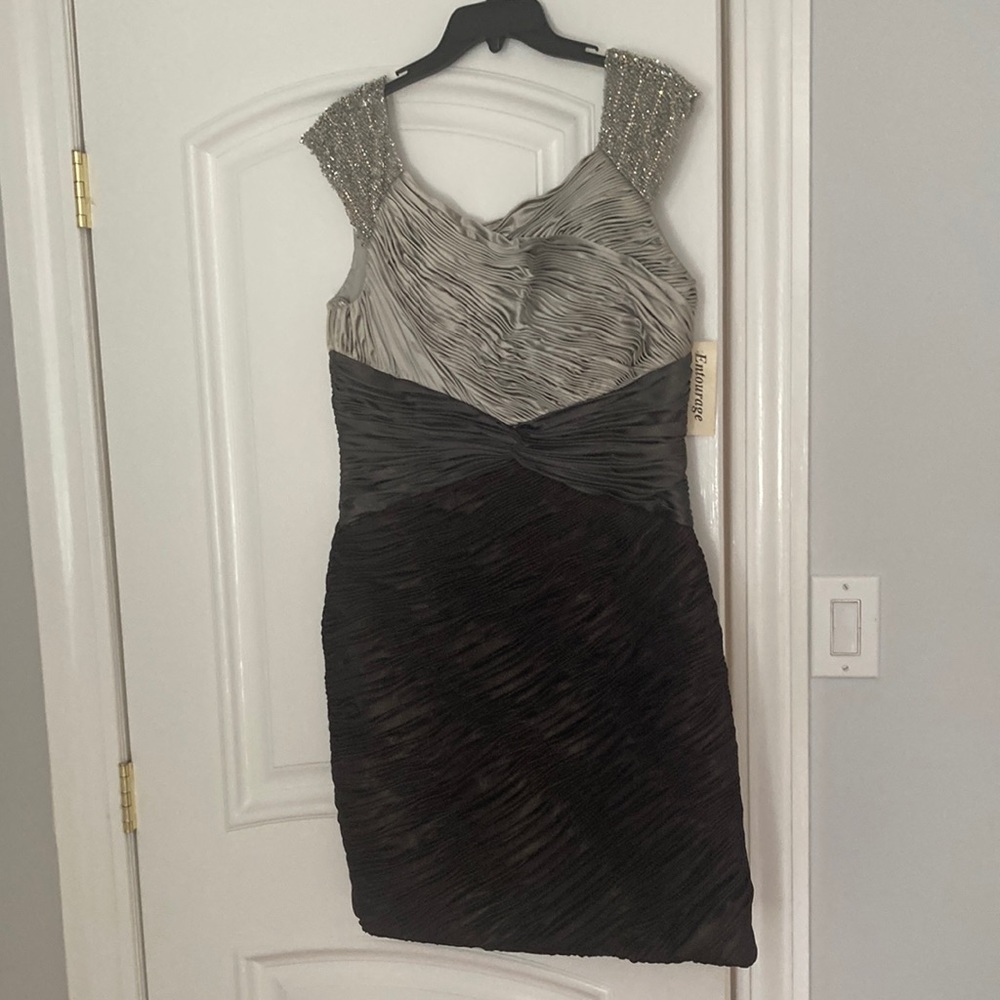 !charcoal and silver evening dress